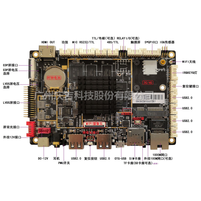 RK3288A 人工智能商显主板